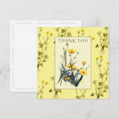 黄色のキンポウゲ 国の野の花 花 サンキューカード (正面/裏面)
