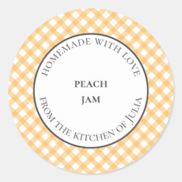 黄色のギンガムのフードジャー ラベル 自家製のギフト用