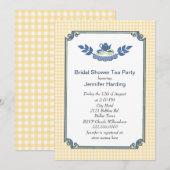 黄色のギンガムチェックのウェディングシャワーティーパーティー招待状 招待状 (正面/裏面)