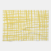 黄色のギンガムパターン キッチンタオル (横)