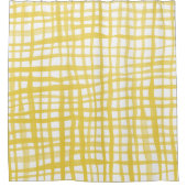 黄色のギンガムパターン シャワーカーテン (正面)