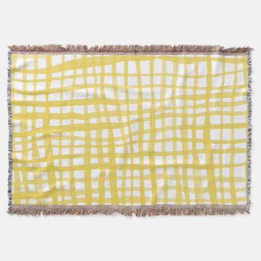 黄色のギンガムパターン スローブランケット (正面)