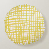 黄色のギンガムパターン ラウンドクッション (裏面)