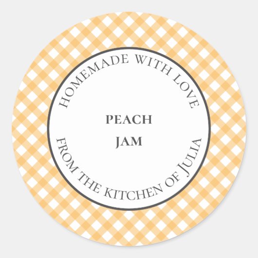 黄色のギンガムフードジャー ラベル 自家製ギフト用 (正面)