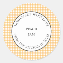 黄色のギンガムフードジャー ラベル 自家製ギフト用