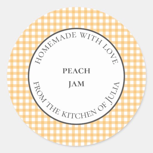 黄色のギンガムフードジャー ラベル 自家製ギフト用 (正面)