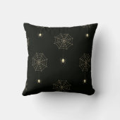 黄色のクモとクモの巣ブラックハロウィーン クッション (裏面)