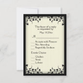 黄色のクラス RSVP（出欠確認） メニュー付き 出欠カード (裏面)