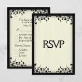 黄色のクラス RSVP（出欠確認） メニュー付き 出欠カード (正面/裏面)