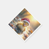 黄色のクリスマスアヒル スタンダードカクテルナプキン (角)