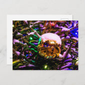 黄色のクリスマスオーナメントボール ポストカード (正面/裏面)