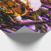 黄色のクリスマスオーナメントボール ラッピングペーパー (角)