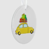 黄色のクリスマスカー牽引ツリー オーナメント (正面)