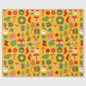 黄色のクリスマスギフトすべて ラッピングペーパー (フラット)