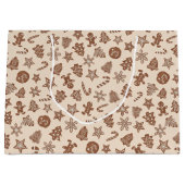 黄色のクリスマスクッキーのパターン ラージペーパーバッグ (正面)