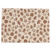 黄色のクリスマスクッキーのパターン ラージペーパーバッグ (裏面)