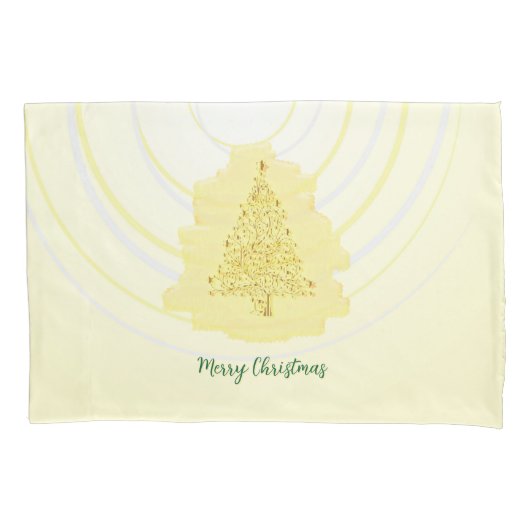 黄色のクリスマスツリー 枕カバー (正面)