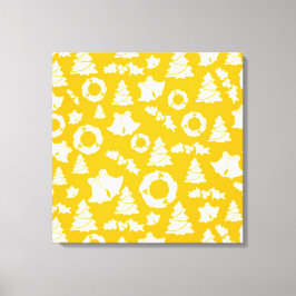黄色のクリスマスパターン キャンバスプリント