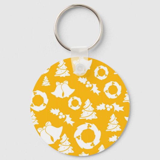 黄色のクリスマスパターン キーホルダー (正面)