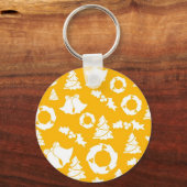 黄色のクリスマスパターン キーホルダー (正面)