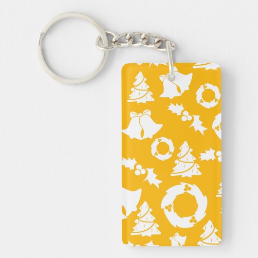 黄色のクリスマスパターン キーホルダー (正面)