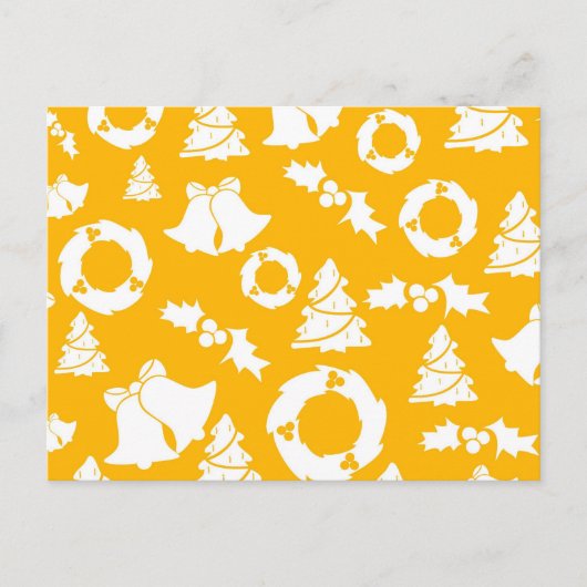 黄色のクリスマスパターン シーズンポストカード (正面)