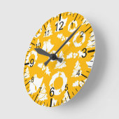 黄色のクリスマスパターン ラウンド壁時計 (傾斜)