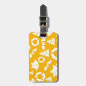 黄色のクリスマスパターン ラゲッジタグ (正面縦)