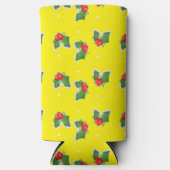 黄色のクリスマスホリー スリム缶クーラー (正面)