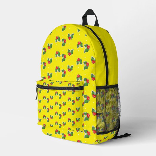 黄色のクリスマスホリー プリントバックパック (裏面右端)
