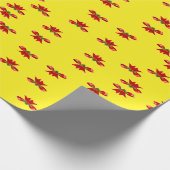 黄色のクリスマスレッドリボン ラッピングペーパー (角)