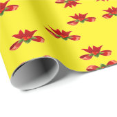 黄色のクリスマスレッドリボン ラッピングペーパー (ロールコーナー)