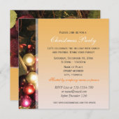 黄色のクリスマス装飾オーナメントパーティー 招待状 (正面/裏面)