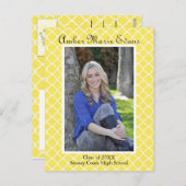 黄色のクローバー – 卒業ポストカード インビテーションポストカード (正面/裏面)