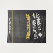 黄色のクール黒板おめでとう卒業生の背景 タペストリー (正面(横))