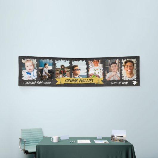 黄色のクール黒板マイルストーン写真の卒業 横断幕 (トレードショー)