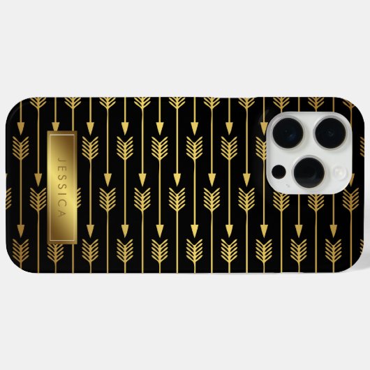 黄色のグラデーションと黒の矢印のパターン Case-Mate iPhoneケース (裏面 (横))