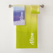 黄色のグラデーションラベンダー抽象芸術名 バスタオルセット (インサイチュ)