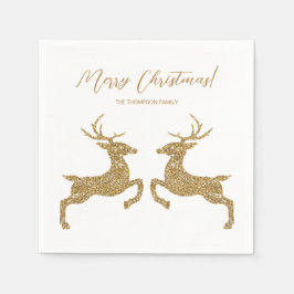 黄色のグリッターでフェイク2匹の鹿の文字 スタンダードカクテルナプキン