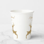 黄色のグリッターでフェイク2匹の鹿の文字 紙コップ (左)