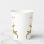 黄色のグリッターでフェイク2匹の鹿の文字 紙コップ (右)