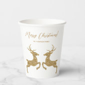 黄色のグリッターでフェイク2匹の鹿の文字 紙コップ (正面)