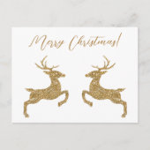 黄色のグリッターフェイクの2鹿とカスタム文字 ポストカード (正面)