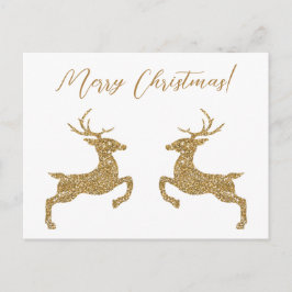 黄色のグリッターフェイクの2鹿とカスタム文字 ポストカード