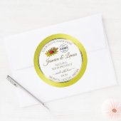 黄色のグリッターホワイトプロダクトラベルLadybugロゴ ラウンドシール (封筒)