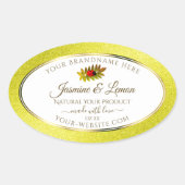 黄色のグリッター白い製品ラベルとLadybug 楕円形シール (正面)