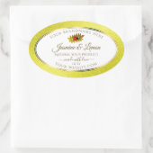 黄色のグリッター白い製品ラベルとLadybug 楕円形シール (バッグ)