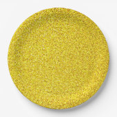 黄色のグリッター ゴールド スパークル 結婚式 誕生日 ペーパープレート (正面)
