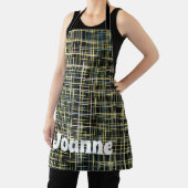 黄色のグリッド線アートパターン エプロン (インサイチュ)