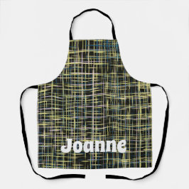 黄色のグリッド線アートパターン エプロン